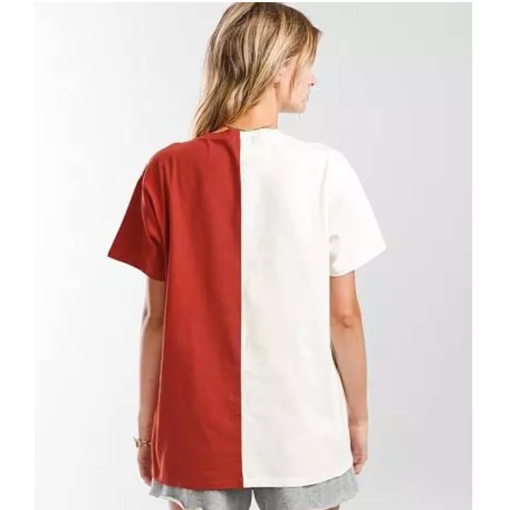 Gilded Intent LA Distressed Oversized Graphic T-Shirt Sz S Split Colorblock Tee - Picture 2 of 9